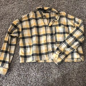 Yellow and black cropped flannel